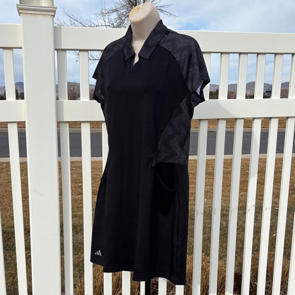 Adidas Black Poly Dress, Size L NWT, Ult C SS Dress